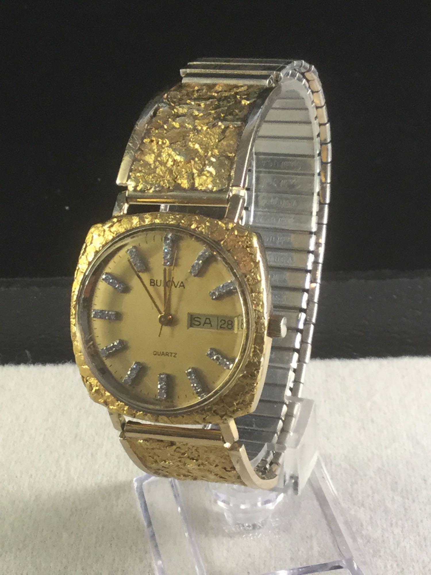 Vintage Bulova watch w 22K Alaskan gold nuggets Proxibid