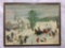 Grandma Moses winter scene woodblock print by Anna Mary Robertson in frame