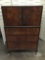 Antique flame mahogany veneer front 3 drawer and cabinet top dresser