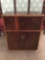 Vintage late mid century wood bar with interior mirrored shelf and bottom cabinet
