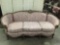 Antique carved wood base Victorian sofa couch with pink upholstery