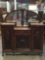 Stunning art deco antique server/sideboard or dry bar with mirrored back and red marble top as is