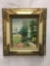 Impressionist style original oil landscape on canvas painting - unknown artist in deco frame