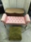 3 pc vintage furniture lot incl. pink tufted bench, seated storage bench, green ottoman/foot stool