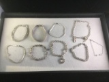 Collection of 9 vintage sterling silver bracelets
