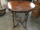 Vintage burled top carved wood side table with nice base