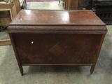 Vintage art deco wooden blanket chest on wheels - as is some repairs