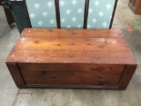 Vintage oak wooden blanket chest