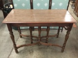Vintage caved leg base dining table - no leaves - unusual antique sliding base