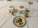 Lot of 3 Goebel - MJ Hummel German ceramic figures - MK6, MK5 hand painted plate etc see desc