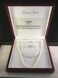 18 inch Japanese Akoya saltwater pearl strand w/ 14K white gold clasp