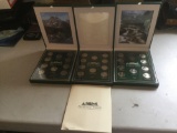 3 sets of America the Beautiful U. S commemorative quarter collections