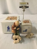 Lot of 2 Goebel MJ Hummel German ceramic figures (MK6) w/ original boxes Shepherd Standing & Lamb