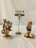 2 Goebel - M.J. Hummel German ceramic figures; Apple Tree Boy (MK3), Farm Boy (MK6)