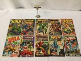 10 vintage Marvel comics incl. 1969 Incredible Hulk #119, Captain American #106 1968, etc see desc