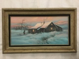 Cabin Sunset by Hulan Fleming. 1980. Oil on Canvas in frame