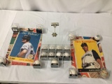 Collection of 17 Rawling MLB authentic game balls & Catch n Win 2009 ball plus 2 promo posters