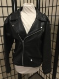 Wilson?s black Leather biker jacket, size M, approx 25 x 17 inches