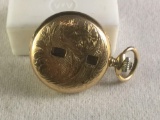 Vintage gold plated 17 jewel Waltham pocket watch, needs servicing