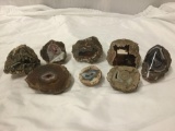 Selection of 8 assorted crystals/rock minerals incl. geodes, crystal slices etc see pics