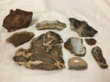 Selection of 9 assorted crystals/rock minerals incl. crystal slices etc see pics