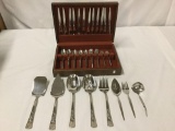 73 pc silverplate flatware set for 12 in box - Oneida flatware and Lenox serving pieces