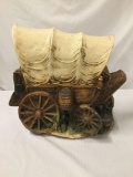 Vintage composite settlers wagon statue decor piece