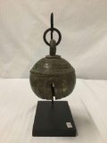 Vintage Burmese Metal Ceremonial Bell with Stand