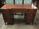 Vintage wood 40's executive desk with 7 drawers
