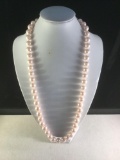 Fine light pink Akoya pearl bead necklace Approx. 22 inches long