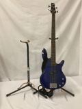 Ibanez Bass guitar in good condition and 2 On Stage Guitar Stands.