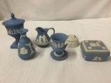 6 Wedgwood & unmarked ceramic bowls, dresser box & vases with Grecian motif / reliefs