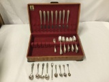 57 pc silver plate flatware set in box mostly Rogers bros