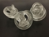 3 crystal braided design sculptures and paper weight - made in Czech Republic