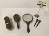 5 pc collection of antique sterling vanity pcs - hairbrush, mirror etc see pics