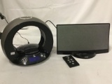 x2 Music Dock Stands: JBL OnTime iPod/Radio/Aux Dock, and Bose SoundDock with Remote.