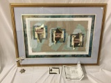 Large original framed mixed media artwork w/ COA, Signed by artist, Shoal Bay by Debra Winger