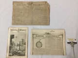 3pc scarce early American news media - Boston Patriot 1815, Saturday Mag 1835 & Boston Cultivator