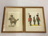 Pair of Napoleonic prints c. 1940 in frames - classic soldier scenes