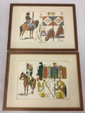 Pair of Napoleonic prints c. 1950 in frames - classic soldier scenes