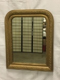 Antique English gilt trim mirror with classic rose design pattern