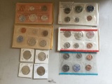 Set of 4 uncirculated U. S. Mint sets, 3 silver 1964 Kennedy half dollars and a 1969 40% silver