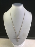 18 inch 14K gold necklace w/ beautiful 10K gold diamond cross