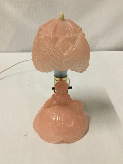 Vintage electric 1950's pink glass table lamp