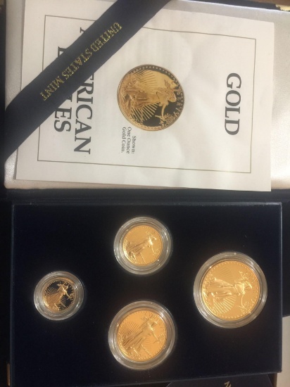 1991 US mint 4 coin Gold eagles set 1 ounce , 1/2 ounce ,1/4 ounce and 1/10 ounce W/ coa