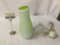 Lot of 2 electric lights, green glass vase lamp, IKEA reading lamp, working, 12 x 5 inches