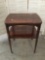 Vintage wood end table - shows wear - approx 20 x 15 x 26 inches
