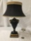Modern lamp with rams head design, Chelsea House shade (has damage), works, approx 19 x 30 inches.