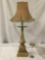 Modern three-phase table lamp with Chelsea House shade, tested and working, approx 32x12 inches