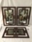Lot of 3 matching modern wood framed mirrors with vintage Asian styling